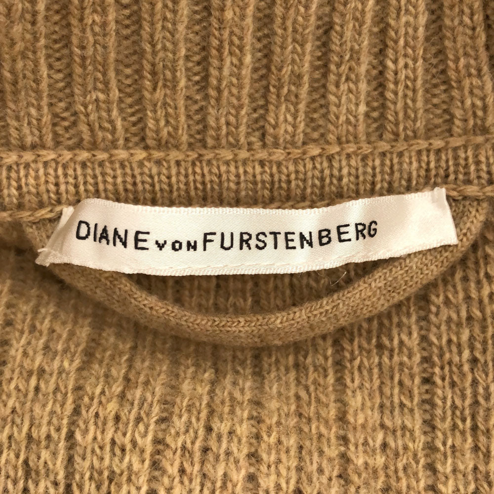 ダイアンフォンファステンバーグ 未使用 ウール 半袖 ニット ワンピース M ベージュ DIANE VON FURSTENBERG タグ付き レディース