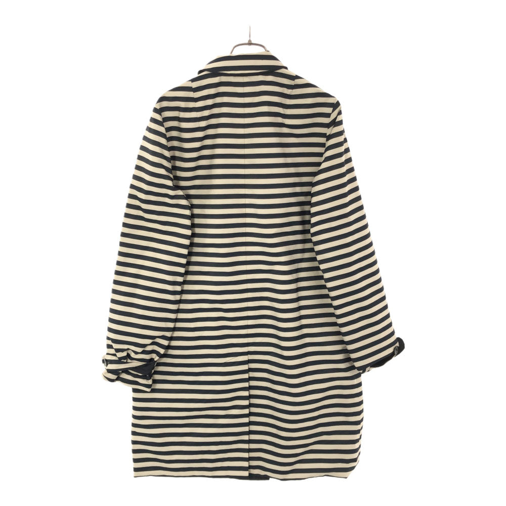 WEEKEND MaxMara ウィークエンドマックスマーラ 柄ワッペン ボーダー リバーシブル ステンカラーコート 38 ネイビー×グレー レディース