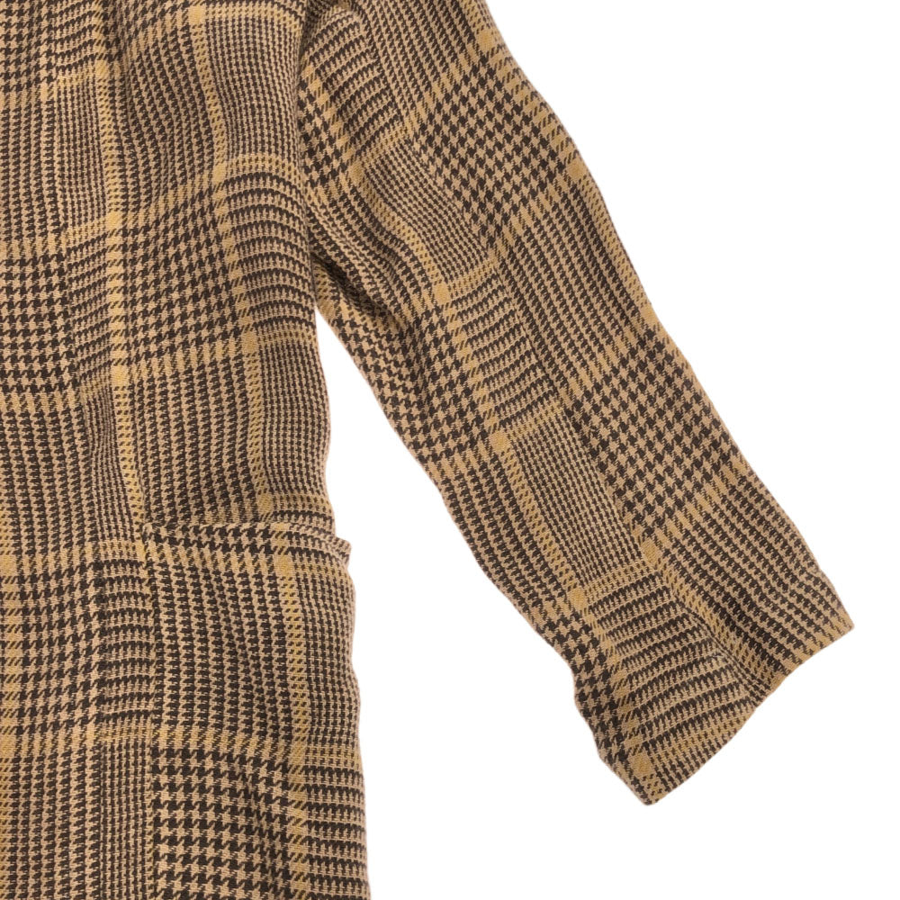 TROVE トローヴ 日本製 グレンチェック リネン ガウンコート 2 ブラウン系 メンズ