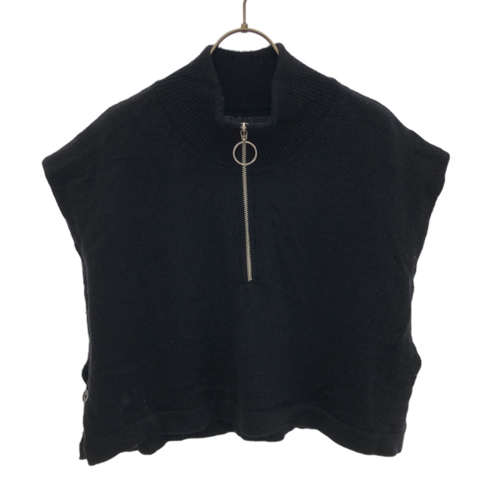 ALLEGE アレッジ 日本製 ハーフジップ ニットベスト ブラック レディース