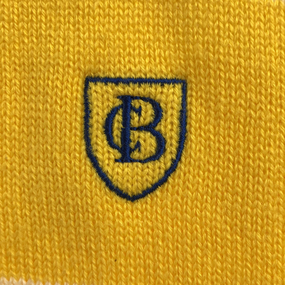 BLACK LABEL CRESTBRIDGE ブラックレーベル クレストブリッジ 三陽商会 ウールブレンド ボーダー ロゴ刺繍 長袖 ニット 2 イエロー×ベージュ セーター メンズ