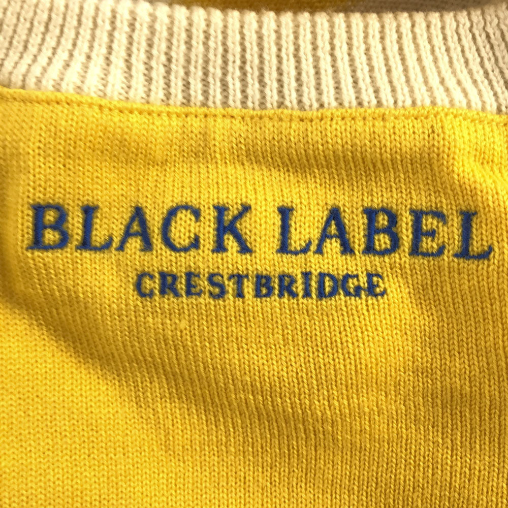BLACK LABEL CRESTBRIDGE ブラックレーベル クレストブリッジ 三陽商会 ウールブレンド ボーダー ロゴ刺繍 長袖 ニット 2 イエロー×ベージュ セーター メンズ