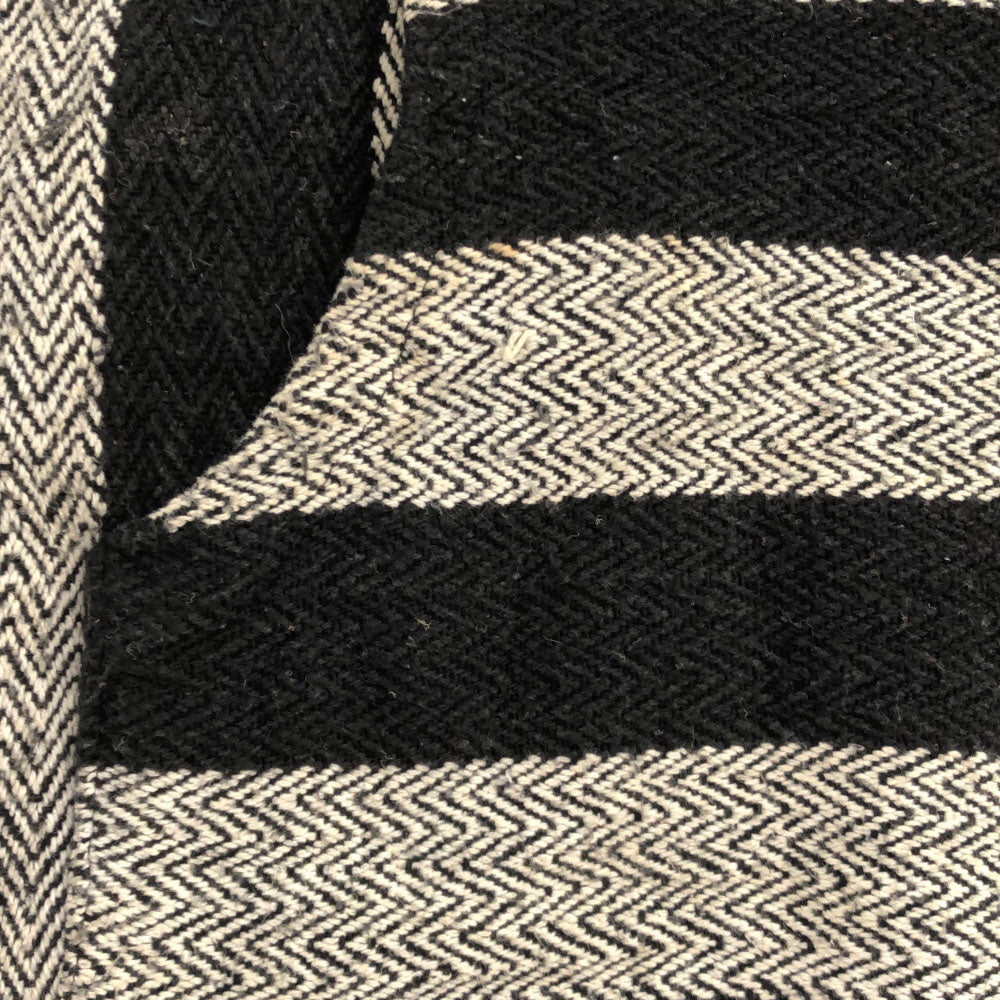 レトロフィット ストライプ ヘリンボーン 長袖 メキシカン パーカー M ブラック×ホワイト プルオーバー エスニック メンズ