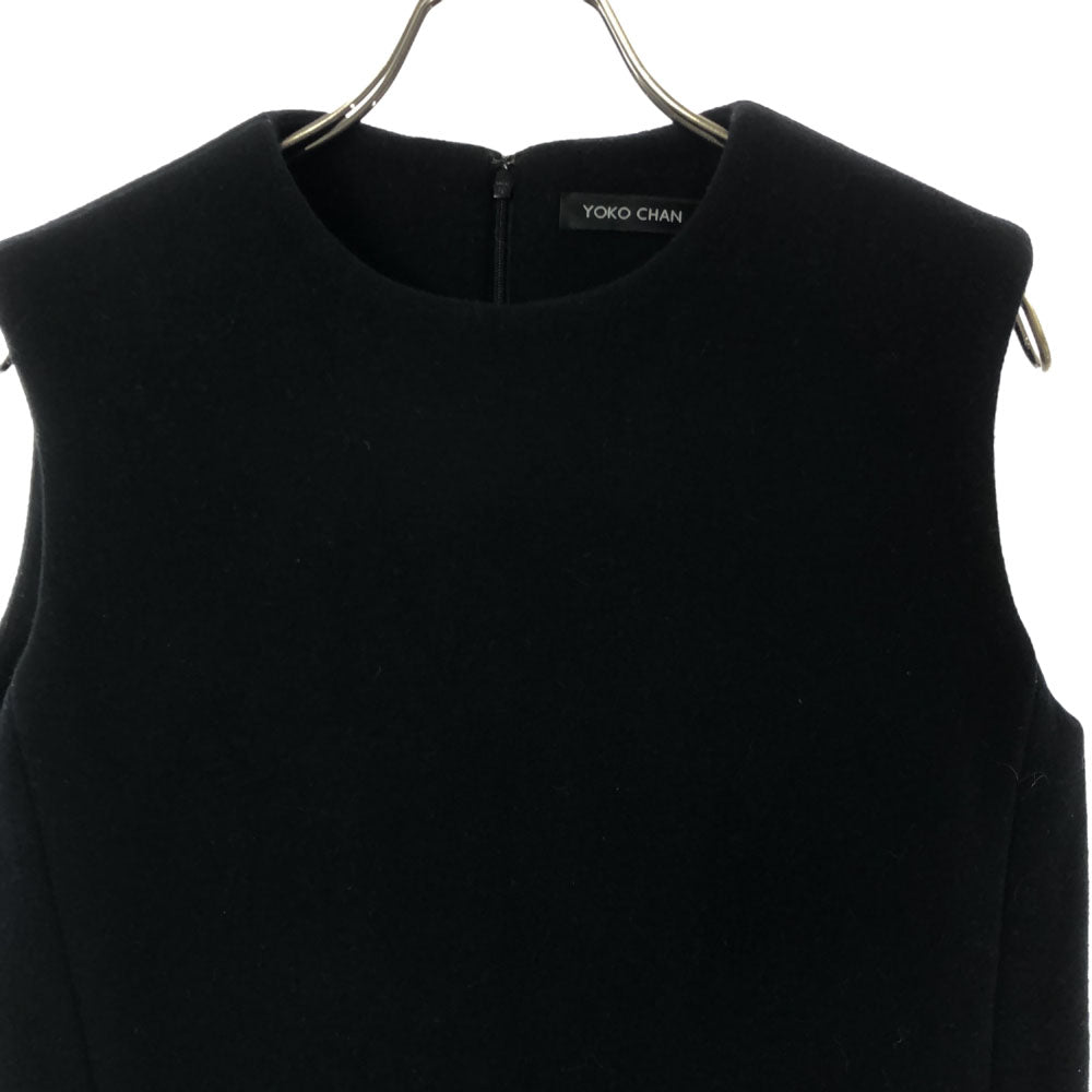 YOKO CHAN ヨーコチャン 日本製 ウール ノースリーブ ワンピース 38 ブラック レディース