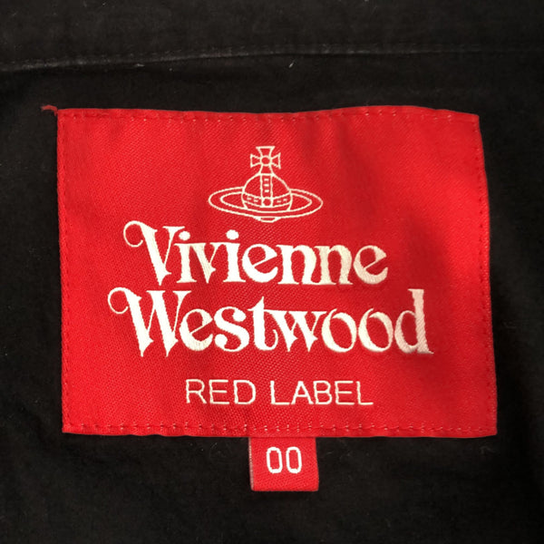 ヴィヴィアンウエストウッド レッドレーベル 日本製 7分袖 バンドカラー ロング シャツワンピース 0 ブラック Vivienne Westwood Red Label ボリューム袖 レディース