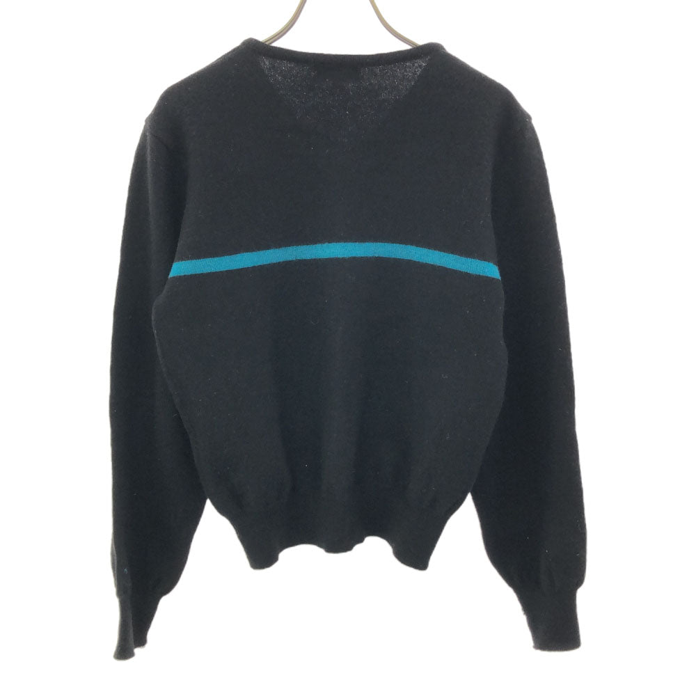 ポールスミスロンドン 日本製 ウール 長袖 Vネック セーター M ブラック Paul Smith LONDON ニット レディース