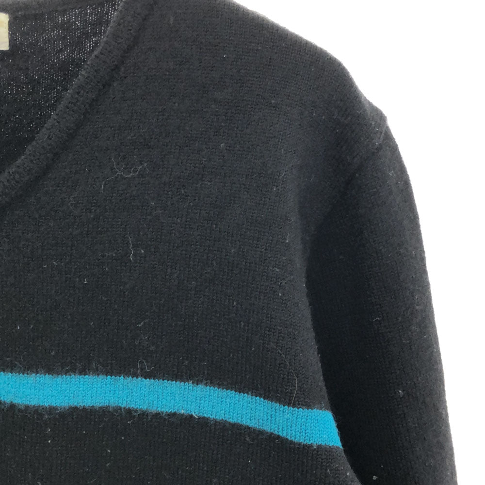 Paul Smith LONDON ポールスミスロンドン 日本製 ウール 長袖 Vネック セーター M ブラック ニット レディース