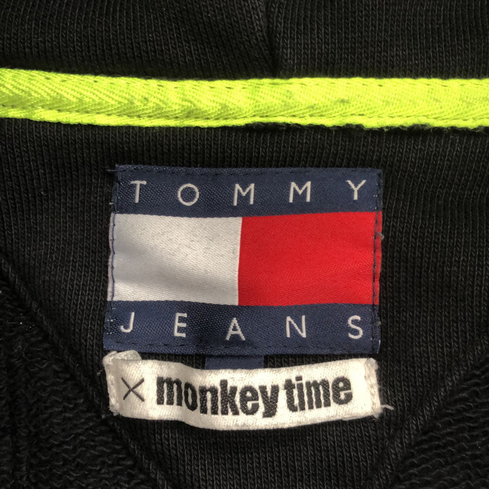 TOMMY JEANS トミージーンズ モンキータイムコラボ ワッペン 長袖 スウェットパーカー M ブラック MONKEY TIME TOMMY HILFIGER メンズ