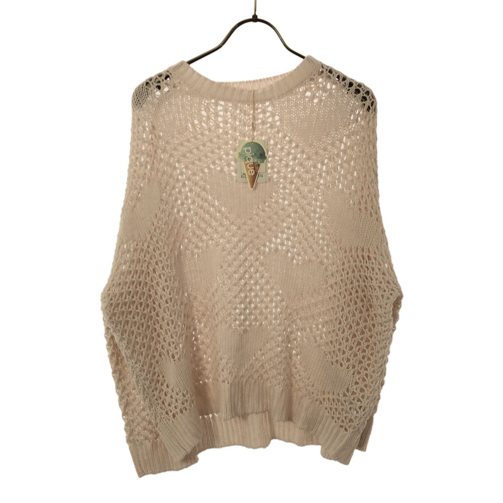 未使用 gelato pique ジェラートピケ ハート 長袖 ハートリリヤーンプルオーバー ルームウェア F ピンク 透かし編み ジェラピケ タグ付き レディース