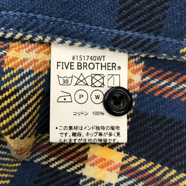 ファイブブラザー チェック 長袖 ネルシャツ ブルー系 FIVE BROTHER メンズ