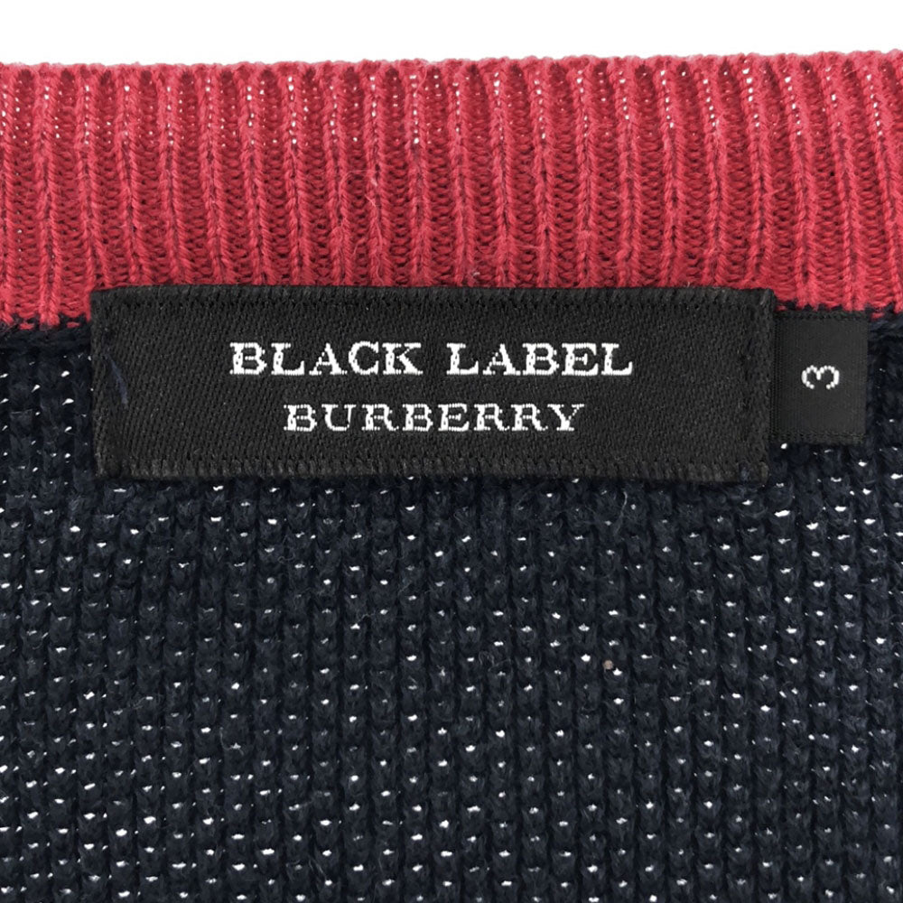 バーバリーブラックレーベル 三陽商会 長袖 セーター 3 ネイビー BURBERRY BLACK LABEL ニット メンズ