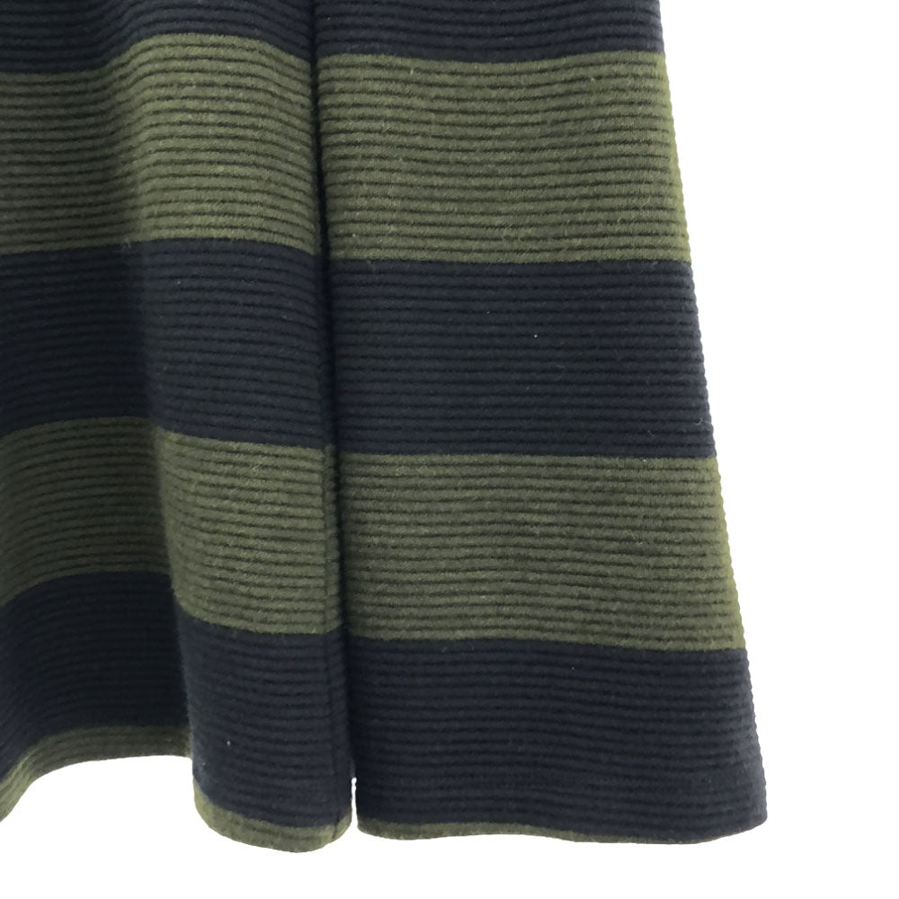 MAX&CO マックスアンドコー ボーダー 7分袖 ニット ワンピース M ブラック×カーキ レディース