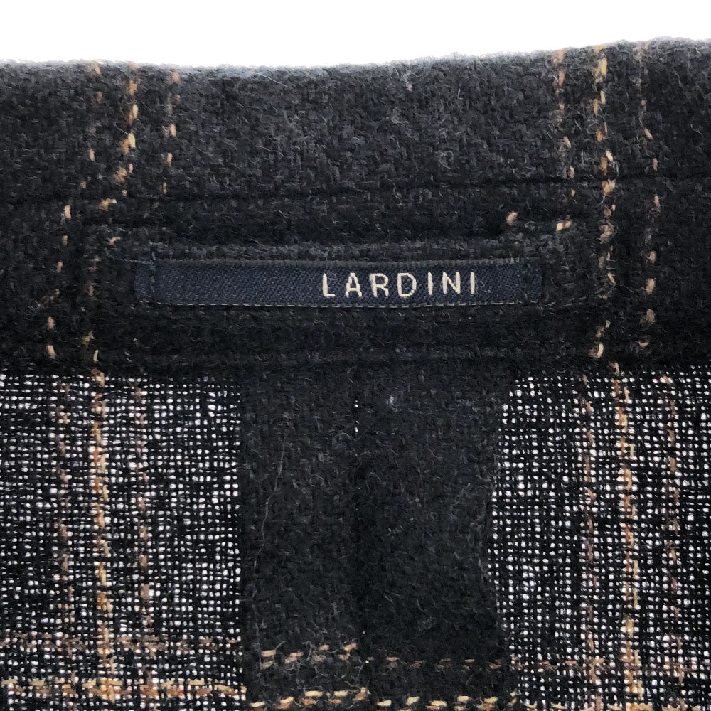 ラルディーニ イタリア製 ウール リネンブレンド チェック テーラードジャケット 48 グレー系 LARDINI BEAMS メンズ