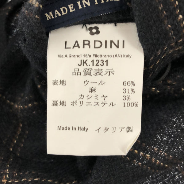 ラルディーニ イタリア製 ウール リネンブレンド チェック テーラードジャケット 48 グレー系 LARDINI BEAMS メンズ