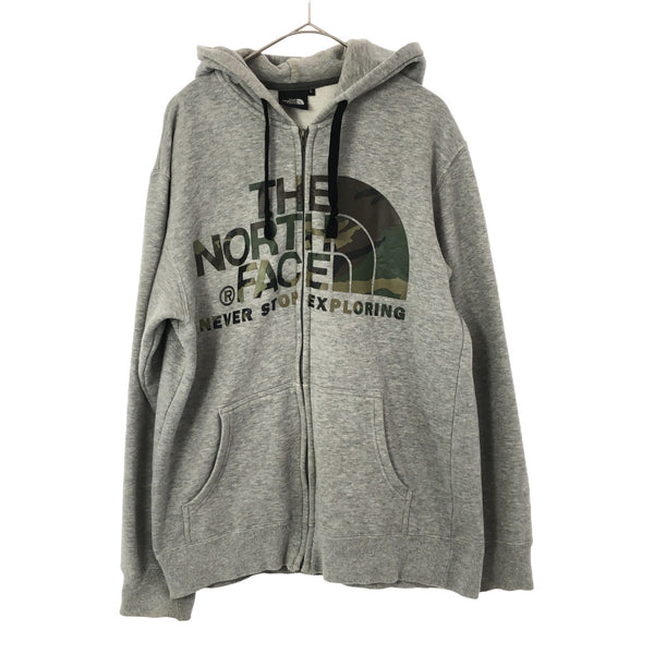 ザノースフェイス NT61602X ロゴプリント 長袖 スウェット ジップパーカー L グレー THE NORTH FACE 裏起毛 メンズ