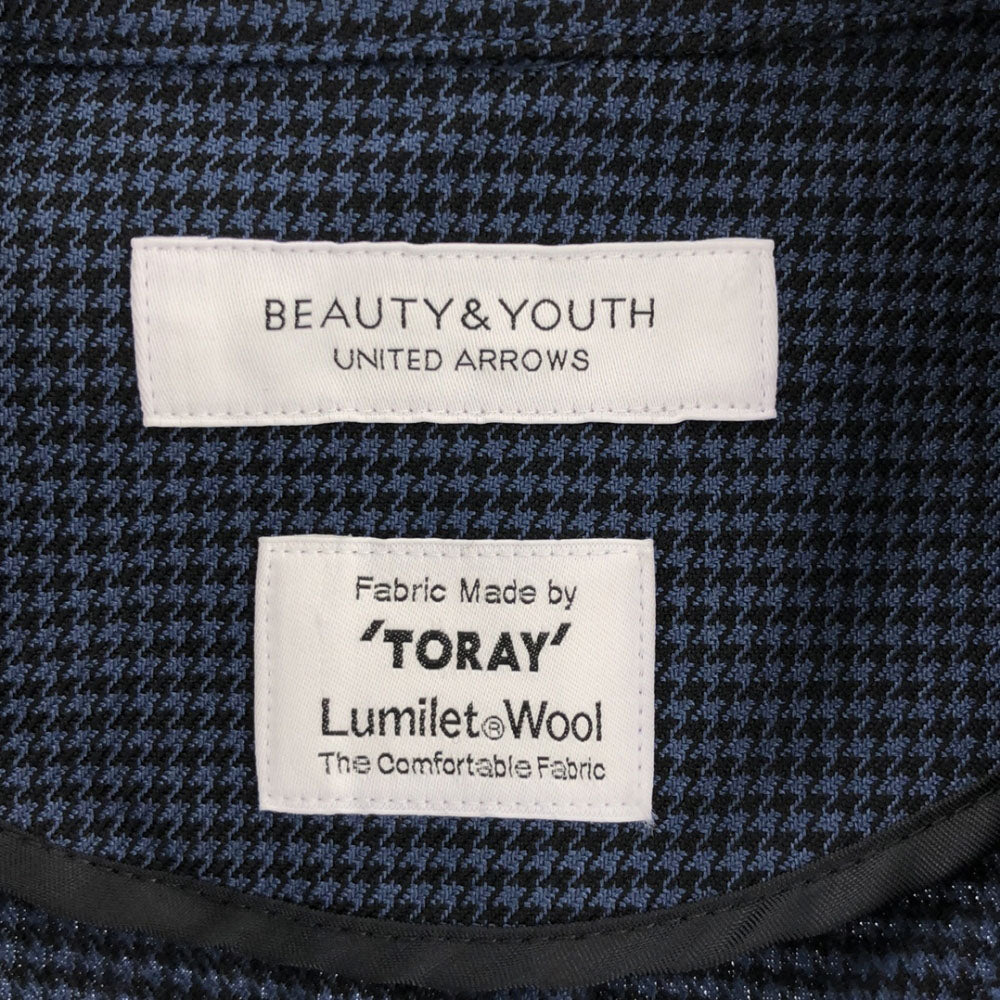 ビューティーアンドユース TOREY 千鳥格子 テーラードジャケット M ブルー×ブラック BEAUTY＆YOUTH ユナイテッドアローズ メンズ