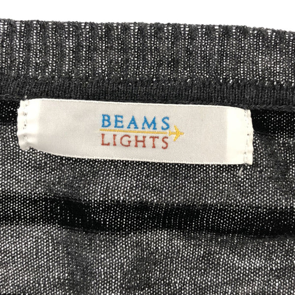 ビームスライツ ボーダー 長袖 ニット チュニック 38 グレー×ブラック BEAMS LIGHTS ドルマンスリーブ レディース