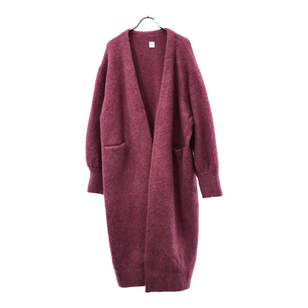 ハクジ モヘヤ ウールブレンド ロング ニットコート ピンク系 レディース