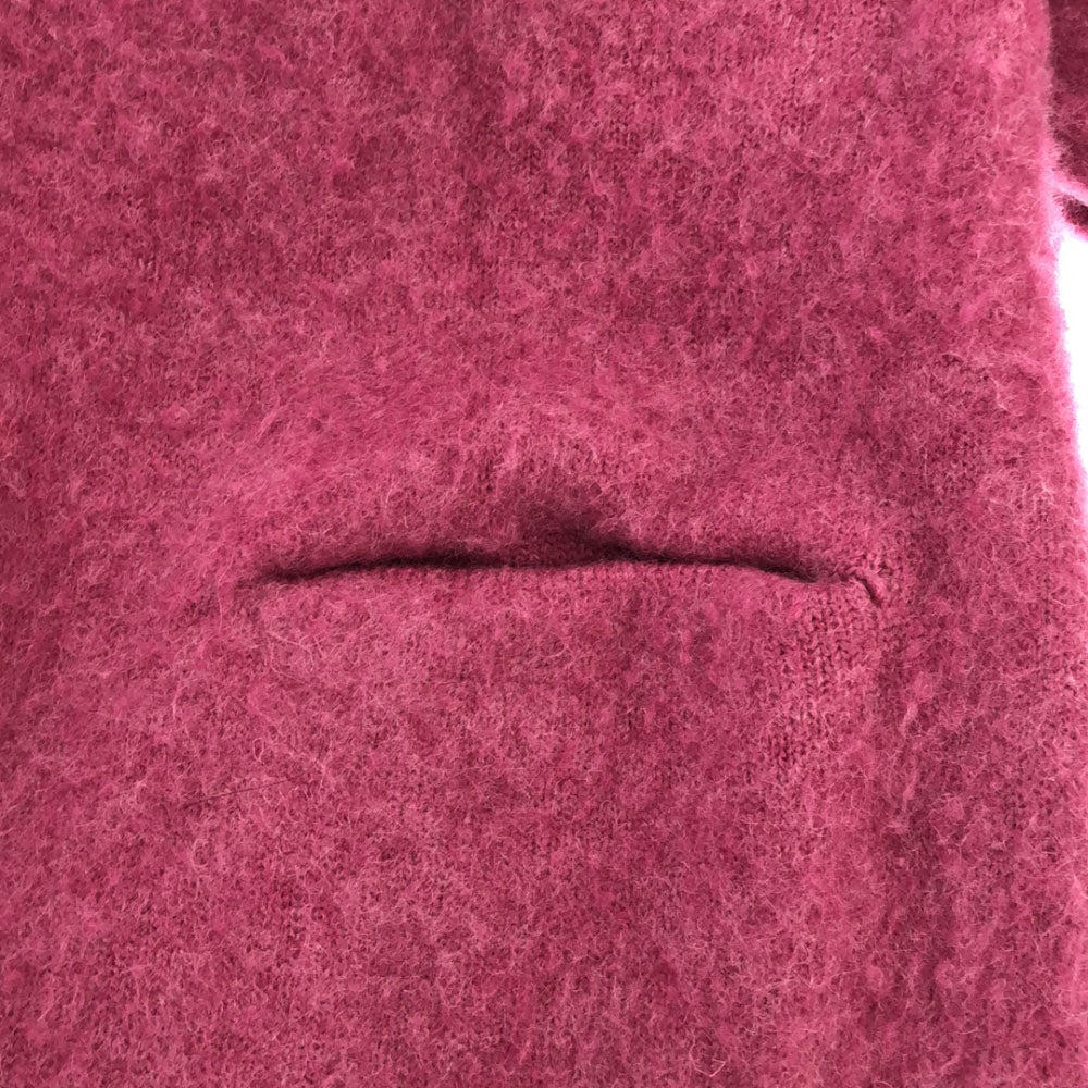 ハクジ モヘヤ ウールブレンド ロング ニットコート ピンク系 レディース