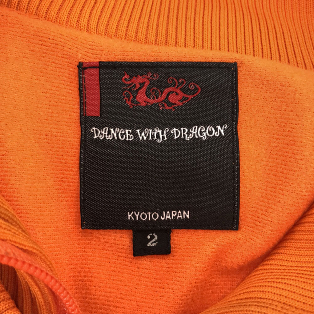 Dance With Dragon ダンスウィズドラゴン ロゴプリント ゴルフ ハーフジッププルオーバー ジャケット 2 オレンジ 裏フリース メンズ
