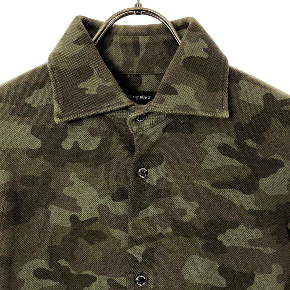 1PIU1UGUALE3 ウノピゥウノウグァーレトレ 日本製 迷彩 長袖 ミリタリージャケット 4 カーキ メンズ