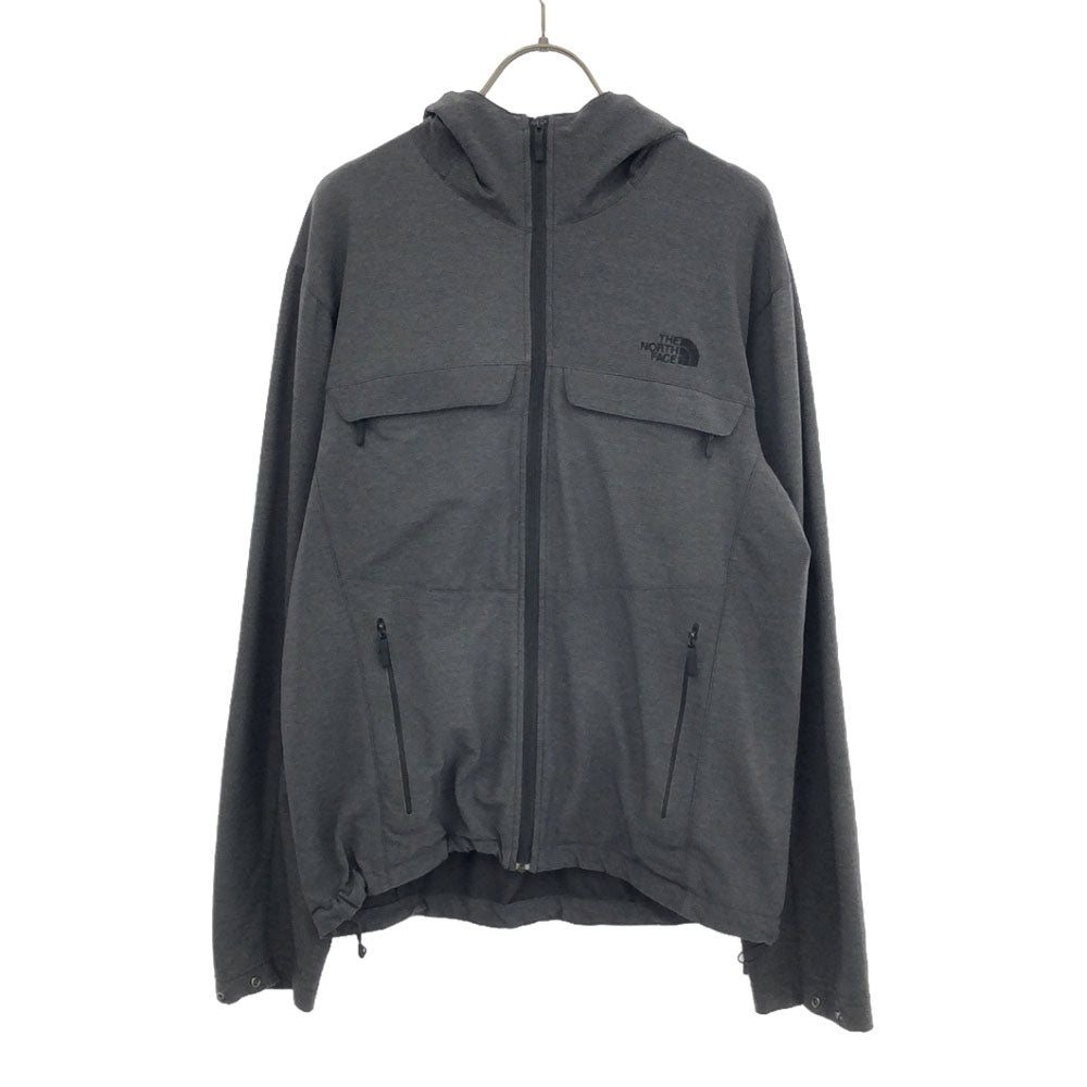 THE NORTH FACE ザノースフェイス NP21320 ロゴ刺繍 ソフトシェル トレッカー ジャケット M グレー ジップパーカー アウトドア メンズ