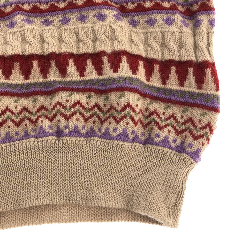 HENRI LLOYD ヘンリーロイド ウール 総柄 長袖 セーター L ベージュ ニット メンズ