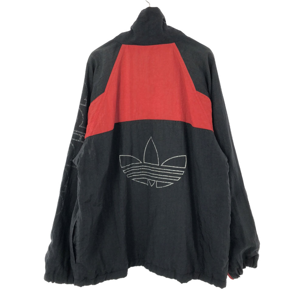 adidas アディダス トレフォイルロゴプリント ハイネックアノラック ジャケット ブラック×レッド ハーフジップ プルオーバー オールド メンズ