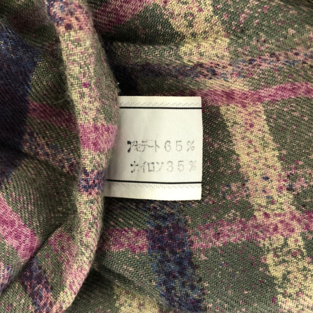 クリスチャンディオール 90s チェック ロング丈 タック スカート M カーキ系 Christian Dior オールド ヴィンテージ レディース