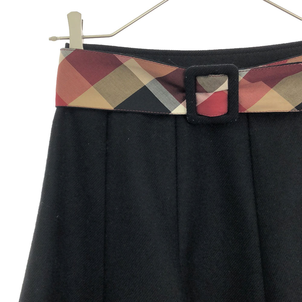 BLUE LABEL CRESTBRIDGE ブルーレーベルクレストブリッジ ウール 三陽商会 ミニスカート 34 ブラック ウエストベルト付き サイドジップ レディース