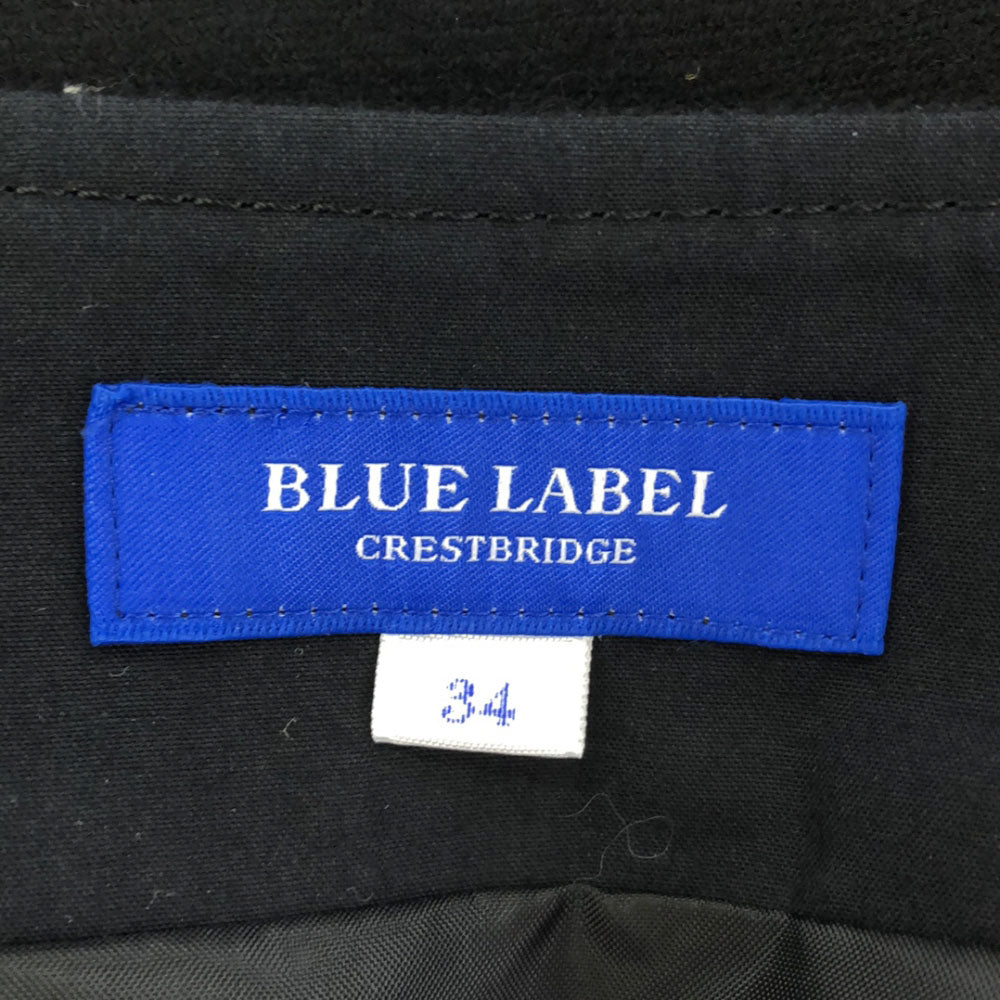 BLUE LABEL CRESTBRIDGE ブルーレーベルクレストブリッジ ウール 三陽商会 ミニスカート 34 ブラック ウエストベルト付き サイドジップ レディース