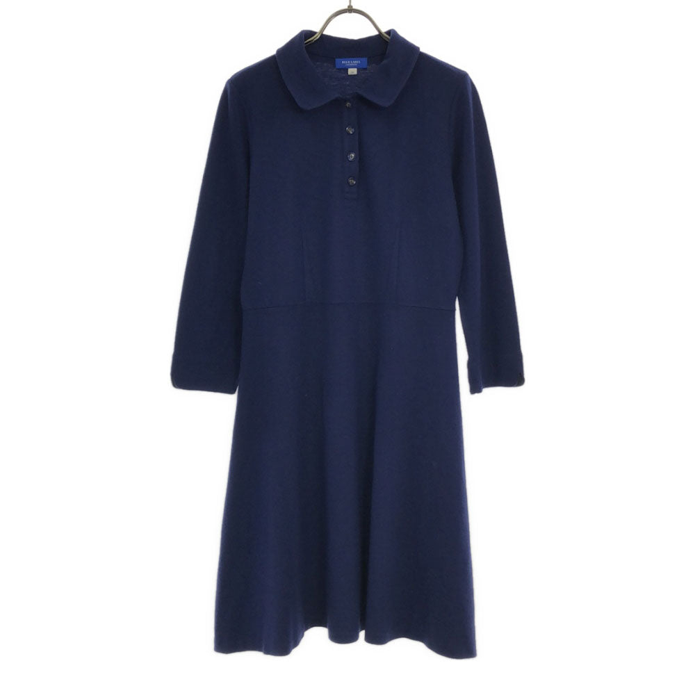 BLUE LABEL CRESTBRIDGE ブルーレーベルクレストブリッジ 三陽商会 7分袖 ハーフボタン ワンピース 38 ブルー レディース