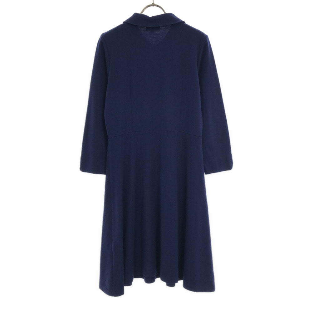 BLUE LABEL CRESTBRIDGE ブルーレーベルクレストブリッジ 三陽商会 7分袖 ハーフボタン ワンピース 38 ブルー レディース