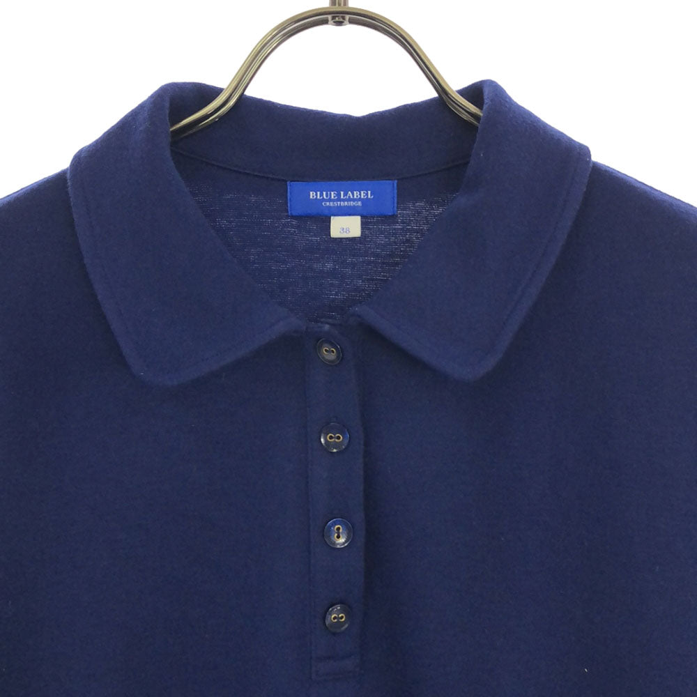 BLUE LABEL CRESTBRIDGE ブルーレーベルクレストブリッジ 三陽商会 7分袖 ハーフボタン ワンピース 38 ブルー レディース