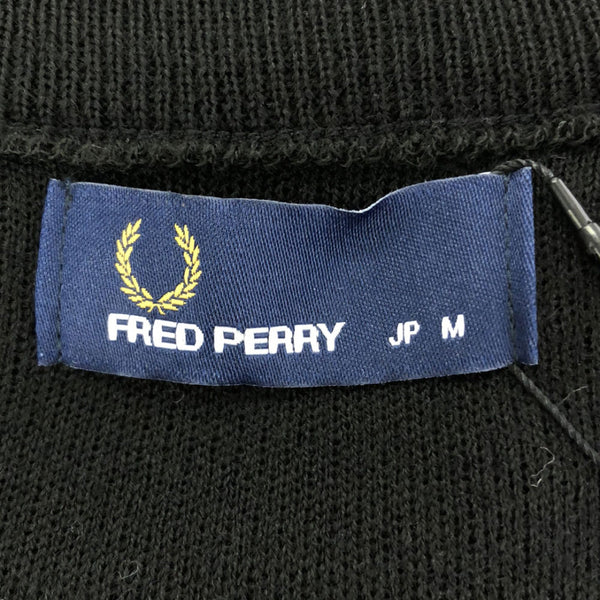 未使用 フレッドペリー 日本製 長袖 ニットカーディガン M ブラック FRED PERRY タグ付き メンズ