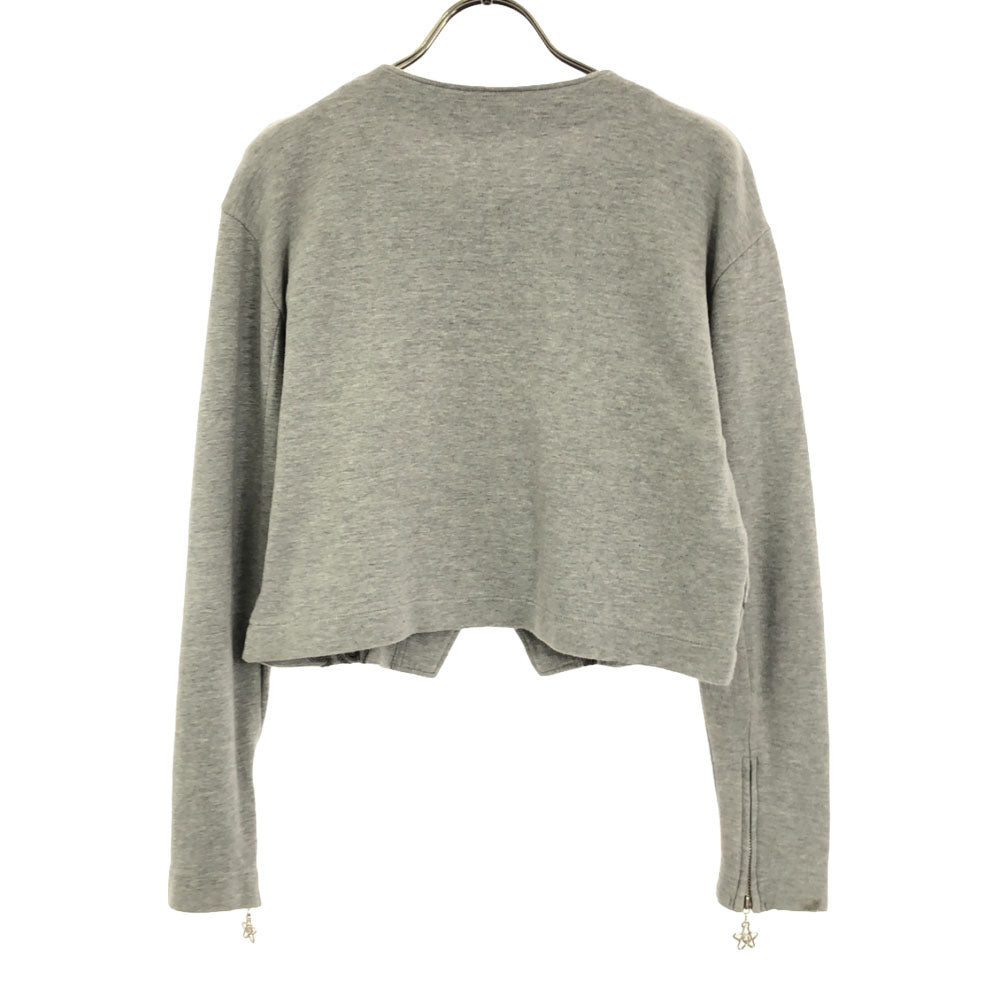 ISSEY MIYAKE イッセイミヤケ I.S. 日本製 花柄 刺繍 スウェット ノーカラージャケット M グレー系 レディース