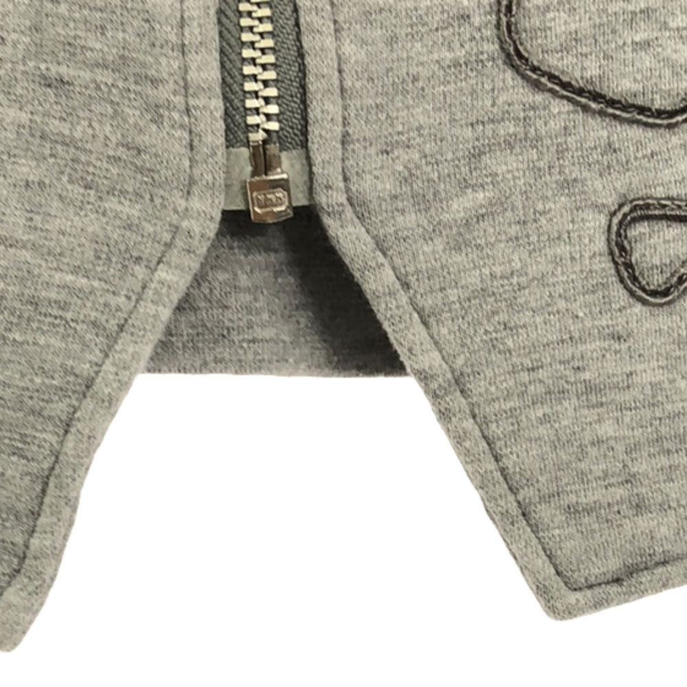 ISSEY MIYAKE イッセイミヤケ I.S. 日本製 花柄 刺繍 スウェット ノーカラージャケット M グレー系 レディース