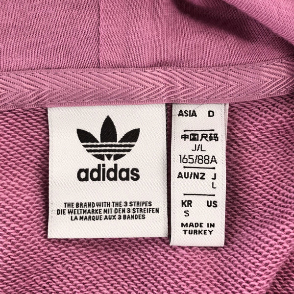 アディダス ラインストーン 長袖 スウェットパーカー ワンピース L ピンク adidas トレフォイルロゴ ドレス レディース