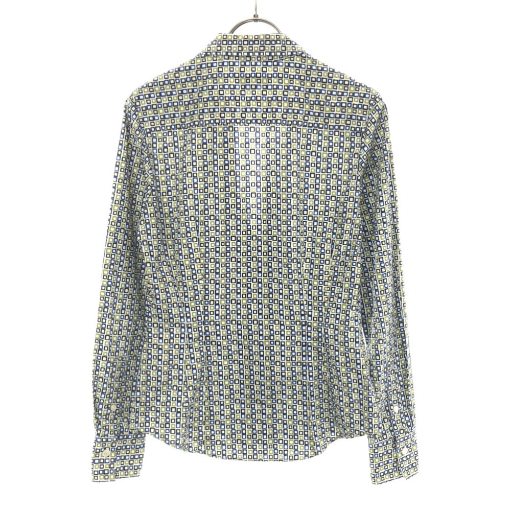 Paul Smith BLACK ポールスミスブラック 総柄 長袖 コットンシャツ 40 ホワイト レディース