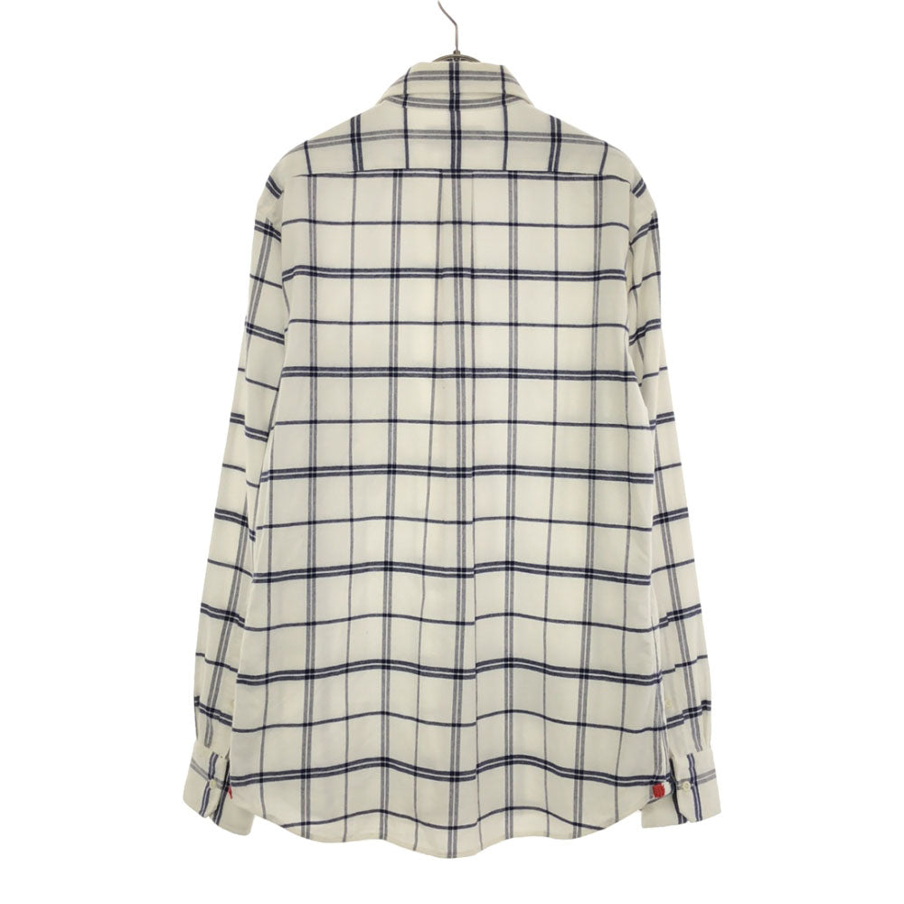 サイコバニー 日本製 チェック ゴルフ 長袖 コットンシャツ XL ホワイト Psycho Bunny メンズ