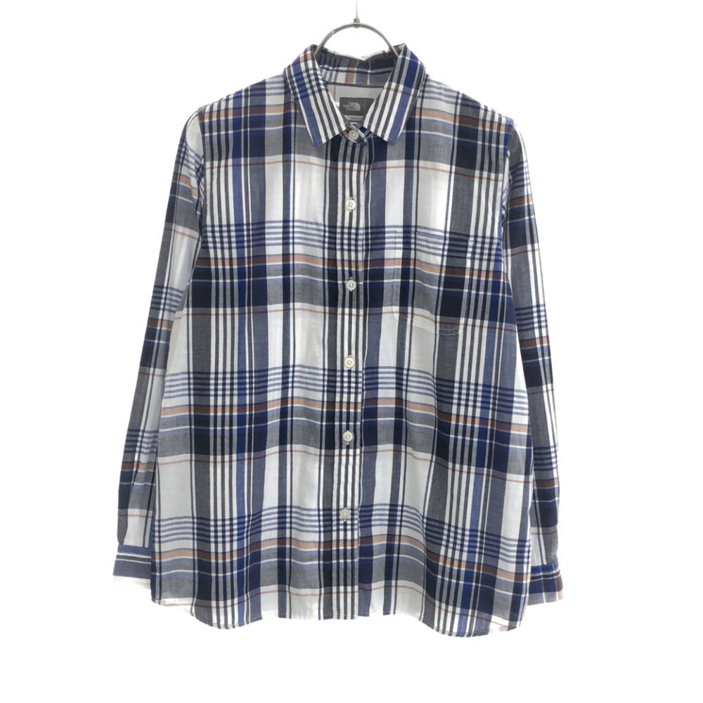 ノースフェイス NRW11957 チェック柄 長袖 ロングスリーブ バハダネイチャー シャツ M ブルー系 THE NORTH FACE アウトドア レディース