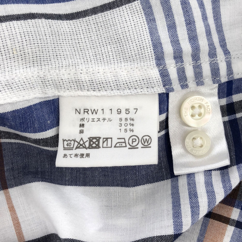 ノースフェイス NRW11957 チェック柄 長袖 ロングスリーブ バハダネイチャー シャツ M ブルー系 THE NORTH FACE アウトドア レディース