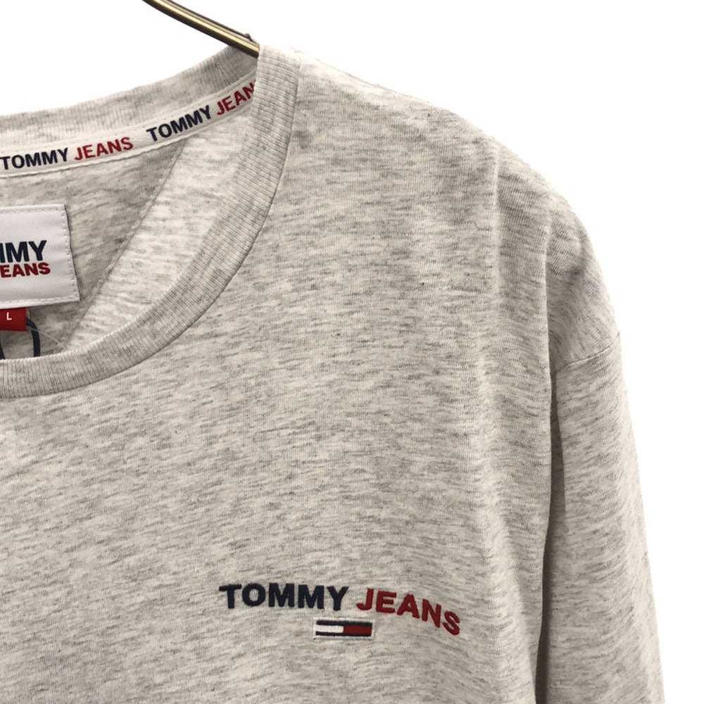 未使用 トミージーンズ 刺繍 長袖 Tシャツ L グレー TOMMY JEANS TOMMY HILFIGER ロンT タグ付き メンズ