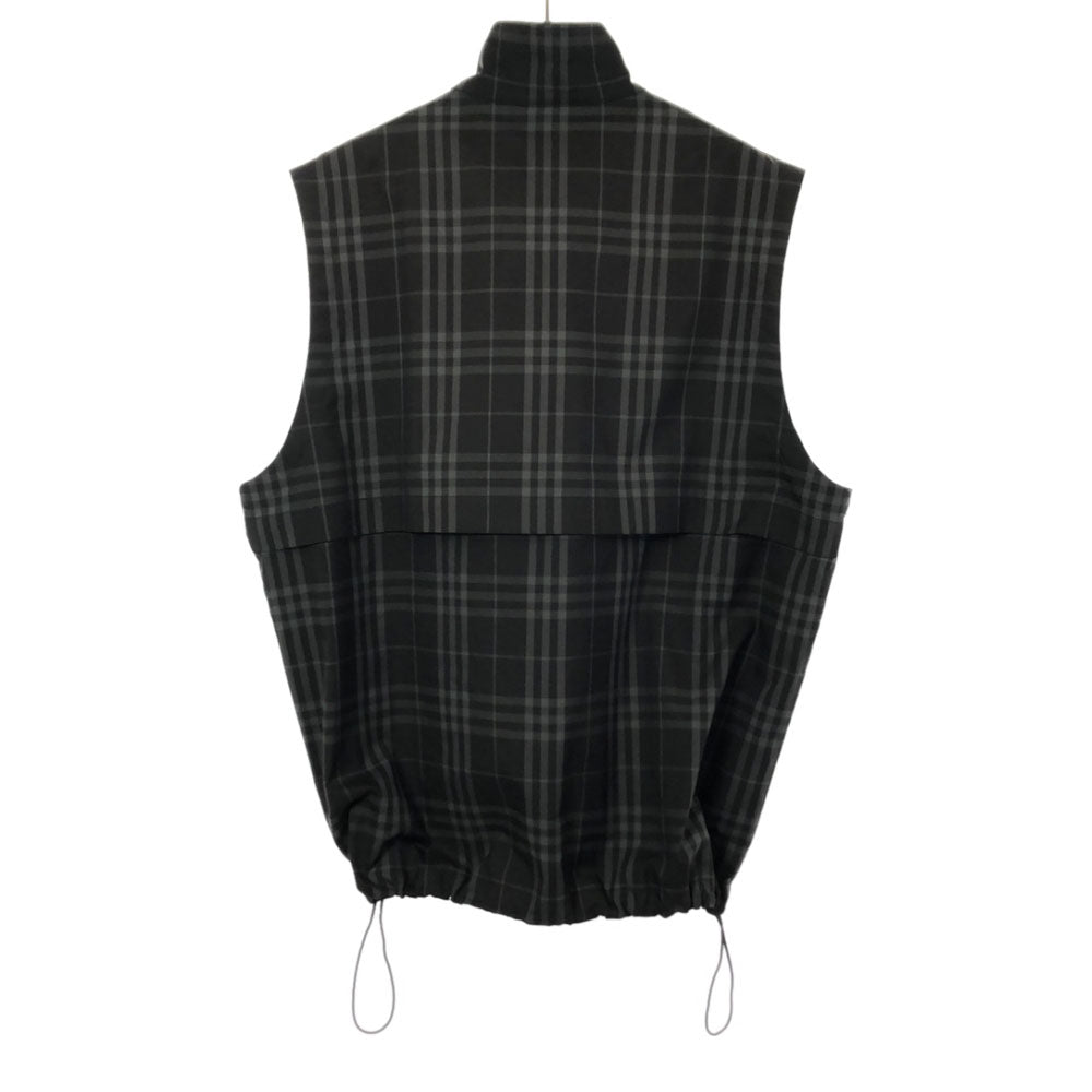 BURBERRY バーバリー 三陽商会 チェック柄 ゴルフ ジップ ベスト M ブラック×グレー メンズ