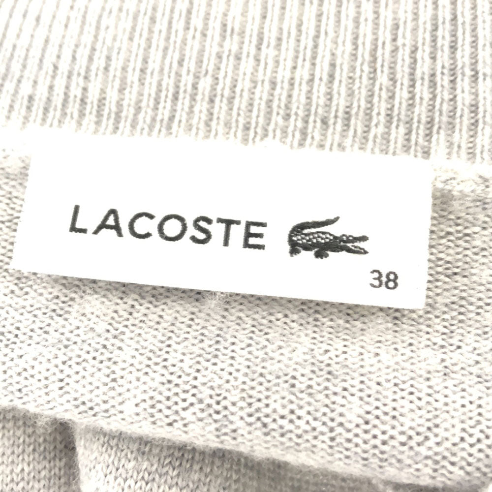 ラコステ ウール 長袖 Vネック ニット ワンピース 38 グレー LACOSTE レディース