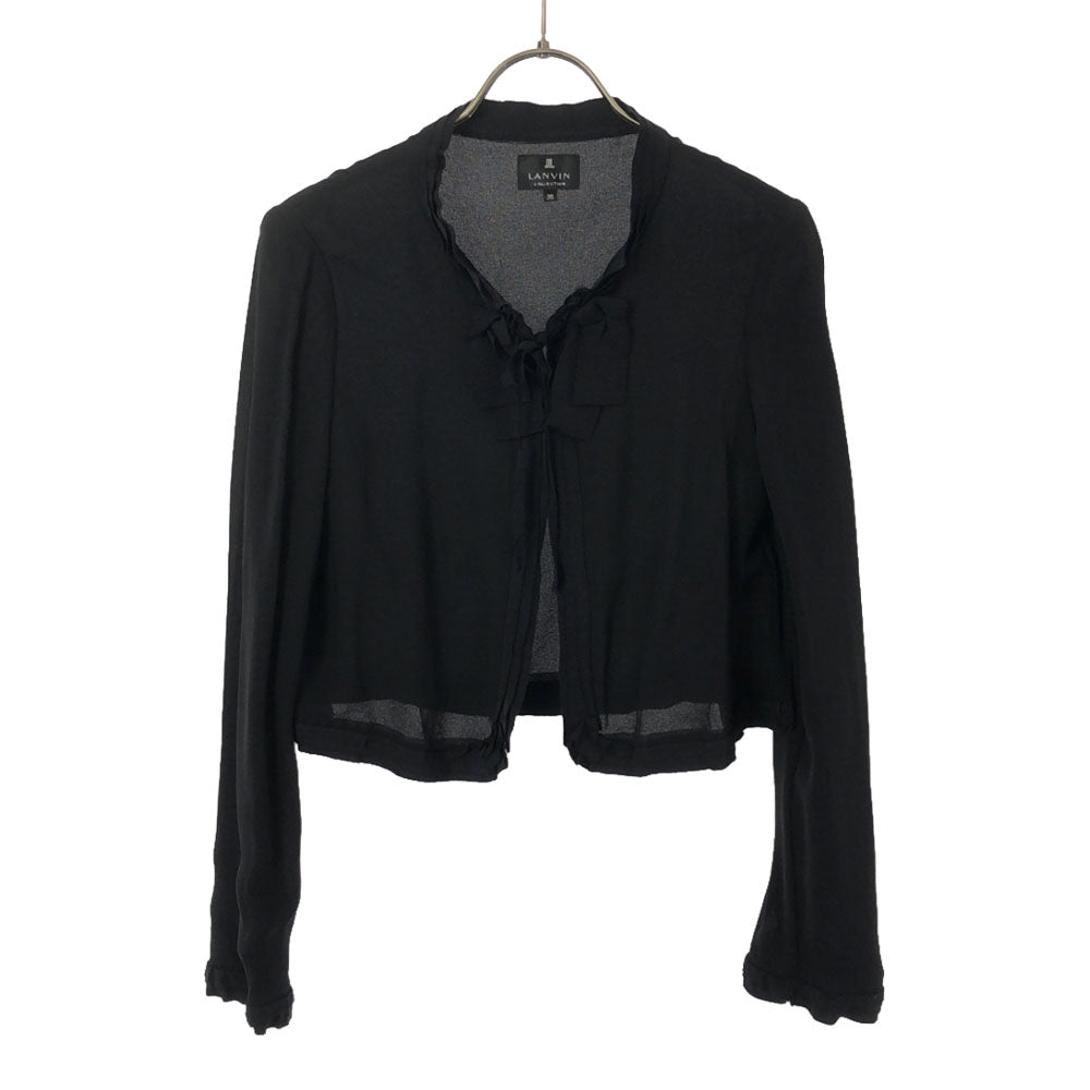 ランバン コレクション シルク 日本製 長袖 ボレロ 38 ブラック LANVIN COLLECTION レディース