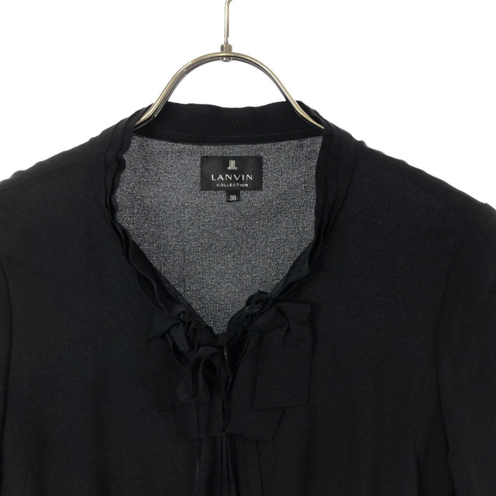 ランバン コレクション シルク 日本製 長袖 ボレロ 38 ブラック LANVIN COLLECTION レディース