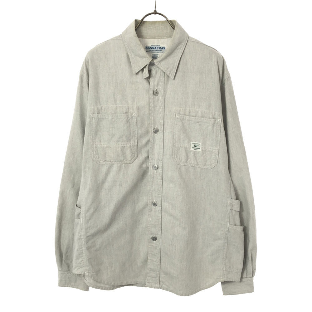 ササフラス 日本製 長袖 シャツ L グレー系 SASAFRAS メンズ