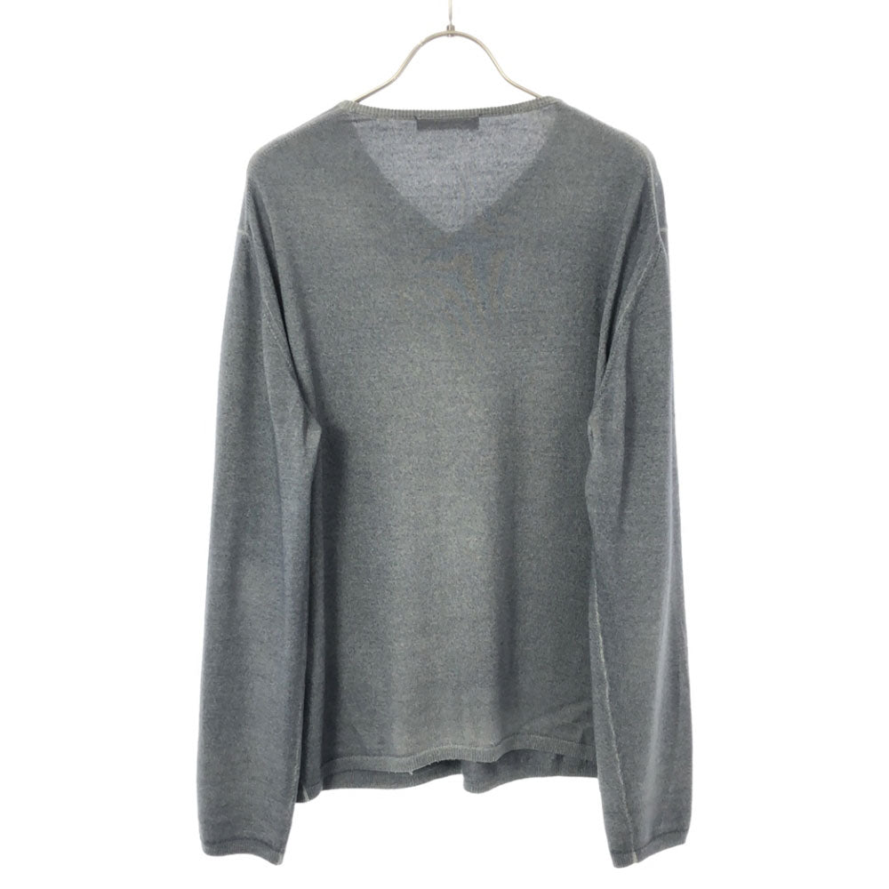 クルチアーニ イタリア製 ウール 長袖 Vネック セーター 52 グレー CRUCIANI ニット メンズ