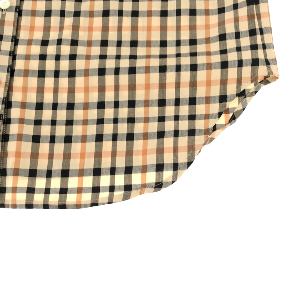 ダックス 90s 日本製 チェック 長袖 コットンシャツ 7R ベージュ DAKS 肩パット オールド レディース